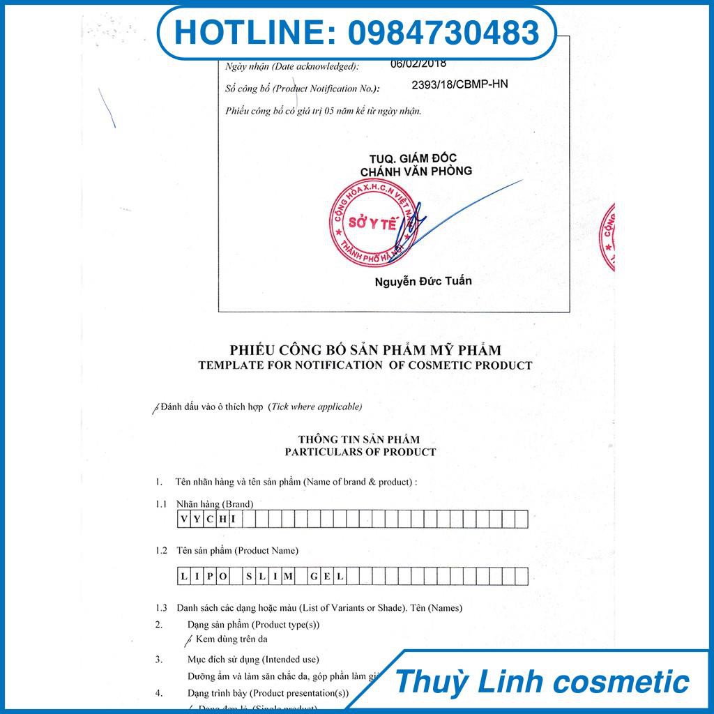 Gel tan mỡ/Kem tan mỡ - LIPO SLIM GEL VYCHI