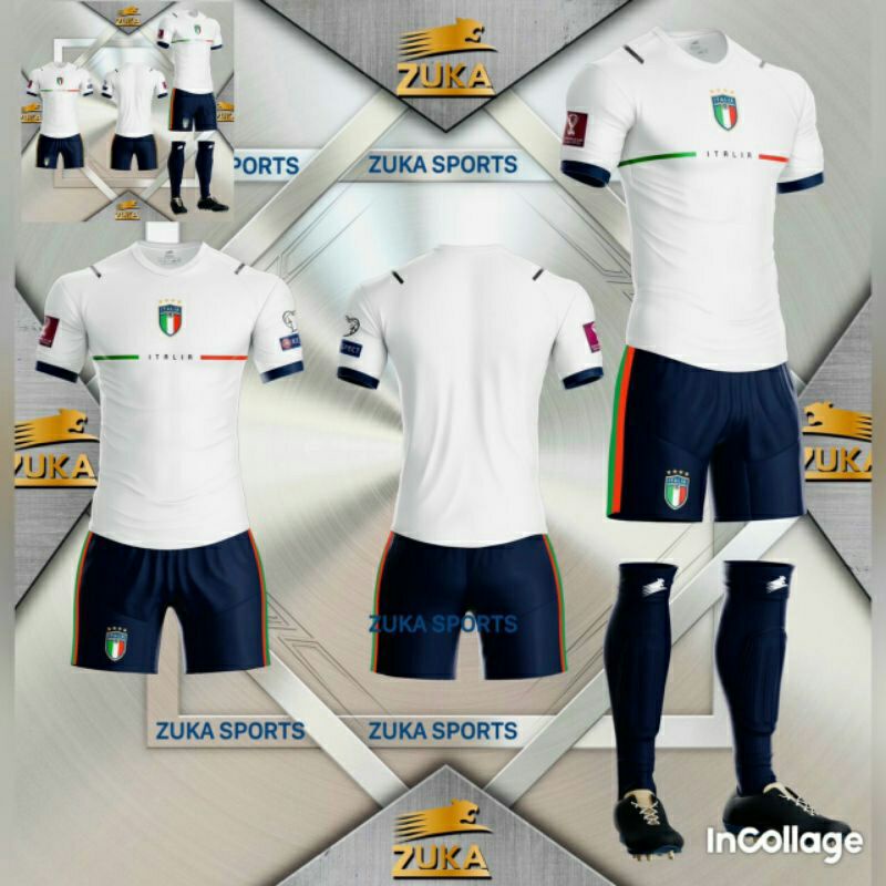 Bộ Quần Áo Đá Bóng Italia Trắng Vải Thái Mới Về Hè 2021(cam kết hàng y hinh)