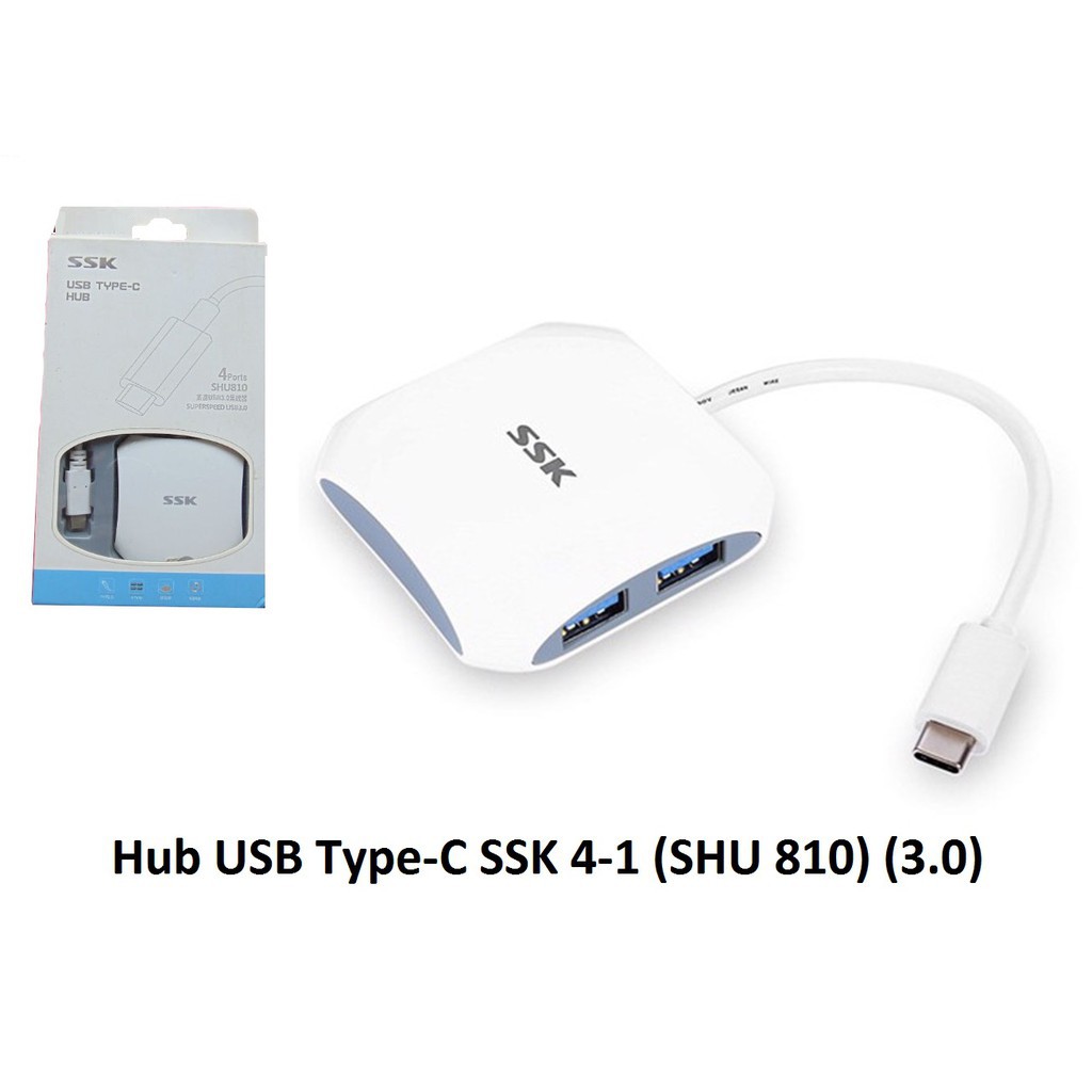 Bộ chia USB type C ra 4 cổng USB 3.0 SSK SHU810 - tốc độ 5Gbps
