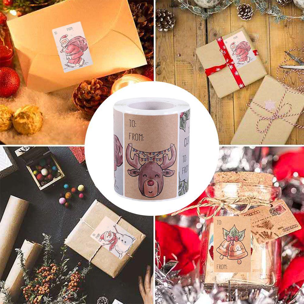 250 Nhãn Dán Trang Trí Cây Thông Giáng Sinh Bằng Giấy Kraft