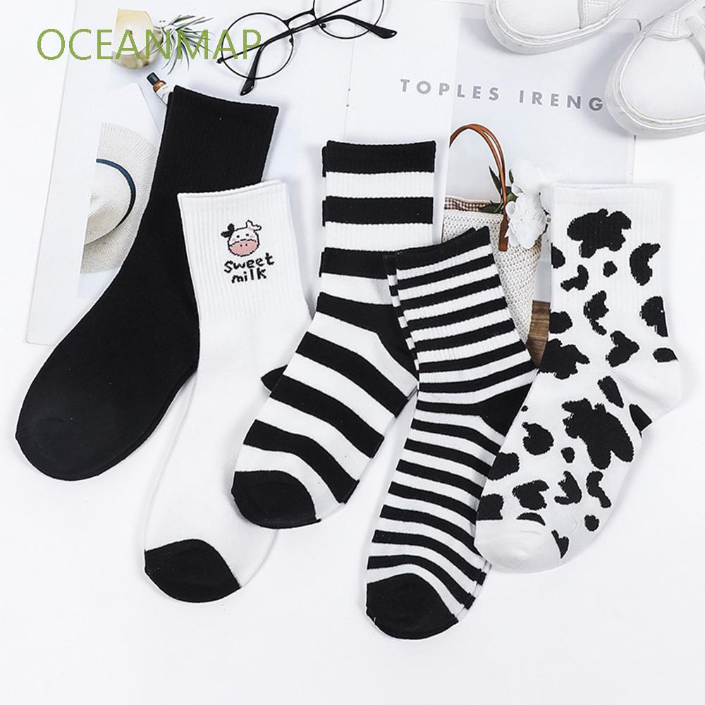 Tất mềm mại co giãn họa tiết bò sữa xinh xắn cho nữ