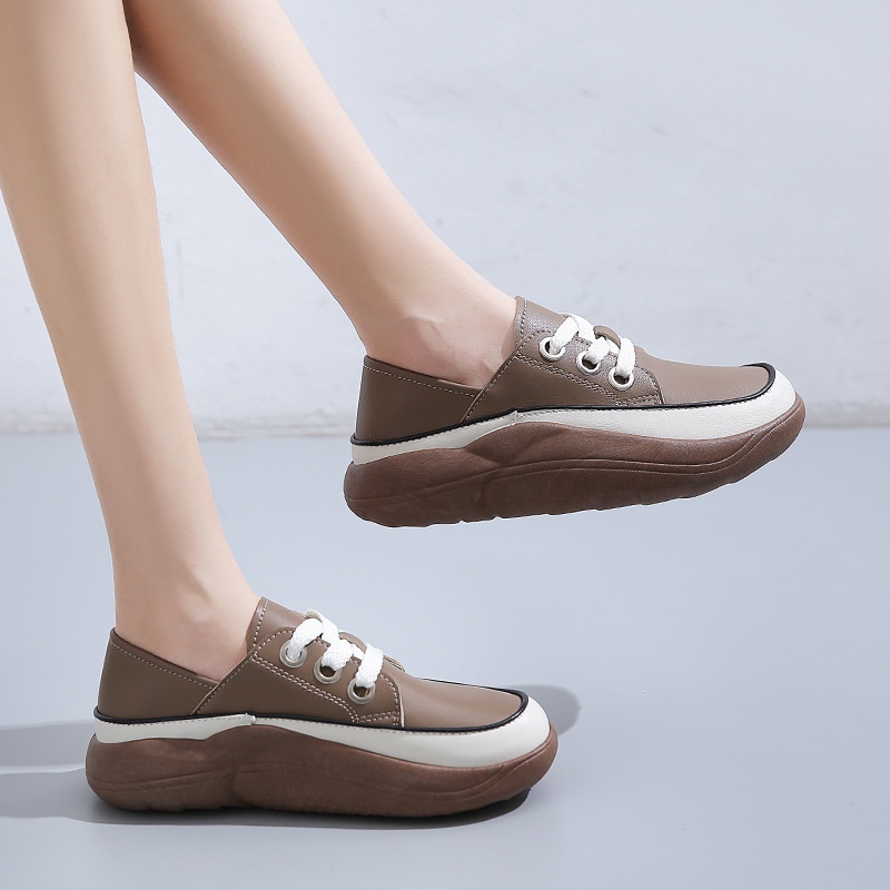 Giày Trắng Đế Dày Buộc Dây Thoải Mái Thời Trang Mùa Thu 2022 Mới Cho Nữ