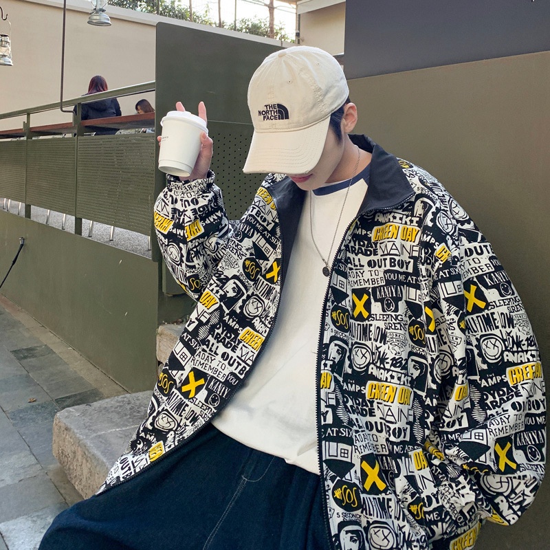 Áo Khoác Hai Mặt Form Rộng Phong Cách Hip Hop Hong Kong Cho Nam