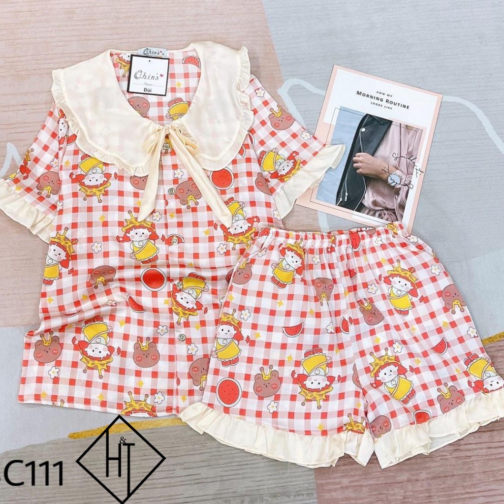 Đồ ngủ nữ, pijama lụa phong cách hàn quốc,mặc ở nhà H&T