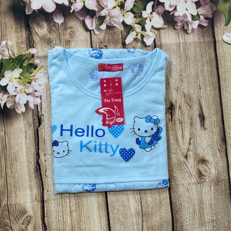 Bộ đồ bầu và sau sinh dài tay HELLO KITTY chất cotton co giãn cực kì thoải mái BD922