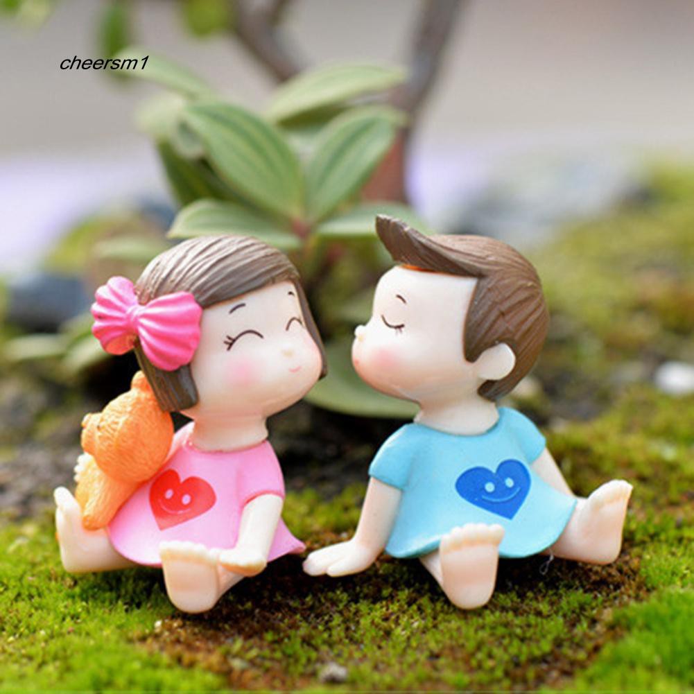 Set 2 tượng mô hình bé trai và bé gái mini dễ thương