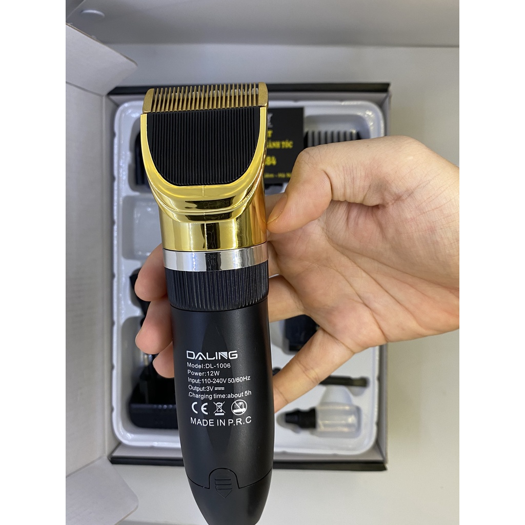 Tông đơ cắt tóc cao cấp công suất 12w, Tăng đơ cắt tóc gia đình chuyên nghiệp DALING 1006 kèm thêm 1 pin dự phòng
