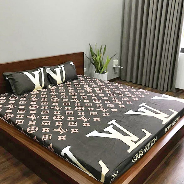 Bộ Ga Gối Poly Ga trải giường | Bộ Drap giường L-V NÂU ( 1 ga + 2 vỏ áo gối ) - ZingZingMart