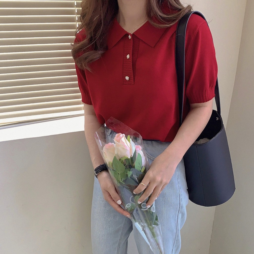 Xiaozhainv Áo Thun Polo Ngắn Tay Kiểu Dáng Hàn Quốc | BigBuy360 - bigbuy360.vn