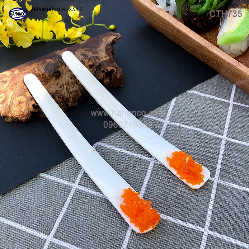 Thìa vỏ xà cừ - xúc trứng cá hồi /ăn kem/xúc gia vị/thìa cafe/decor - CTH735