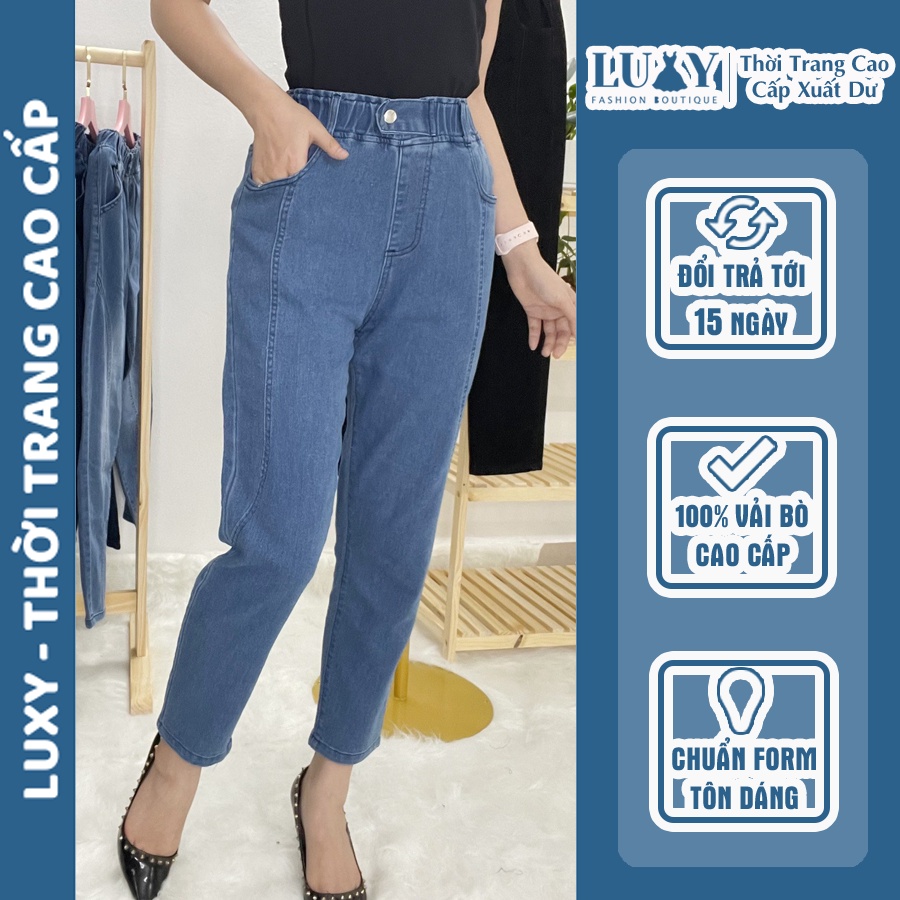 Quần bò nữ cao cấp cạp chun co giãn 4 chiều Luxy V291 đủ size từ 40kg-80kg