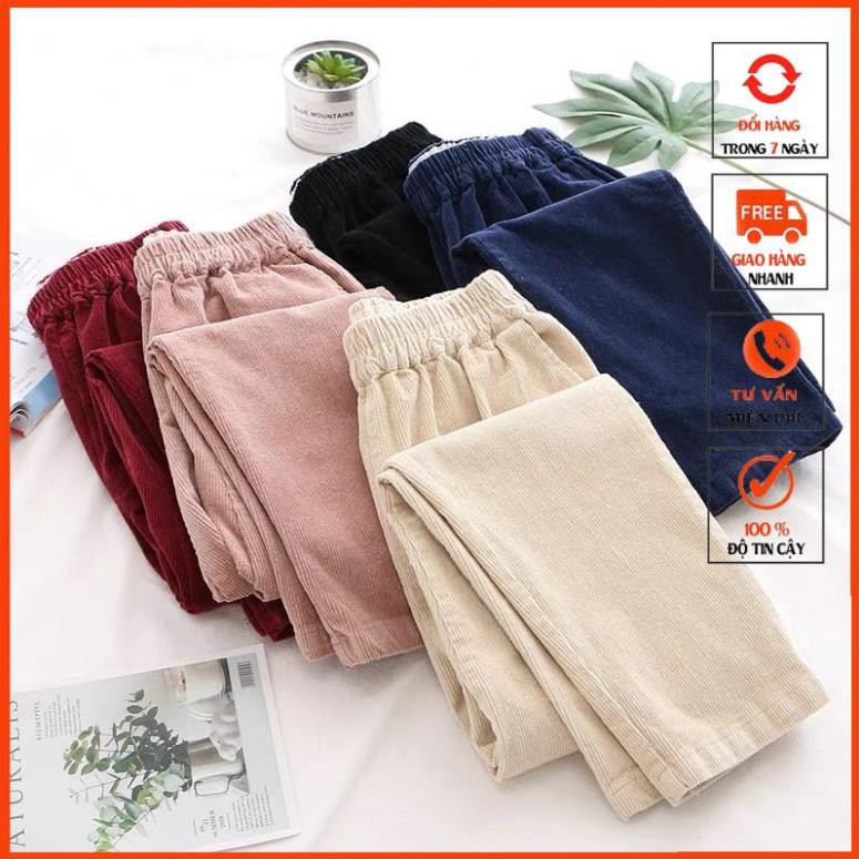 Quần Nhung Baggy Cạp Chun Kiểu dáng Hàn Quốc cho Nữ m098