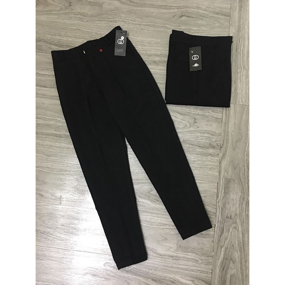 Quần baggy nữ công sở cạp chun chất vải tuyết mưa mềm kiểu dáng Quần tây nữ lưng cao màu đen mặc đi làm đi học phối áo