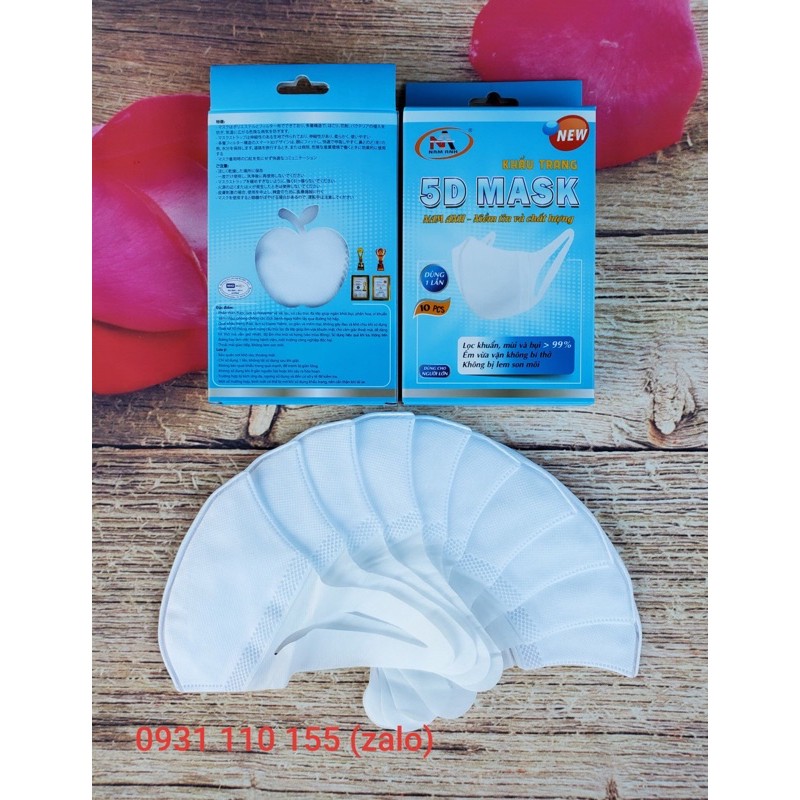 Hộp 10 cái khẩu trang Nhật 5D Mask, khẩu trang 3D mask chính hãng