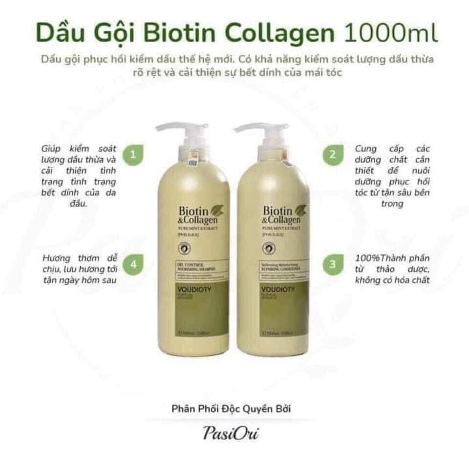 Dầu Gội Xả Biotin Collagen [Trắng] Giúp Phục Hồi Chống Rụng Tóc 1000ml