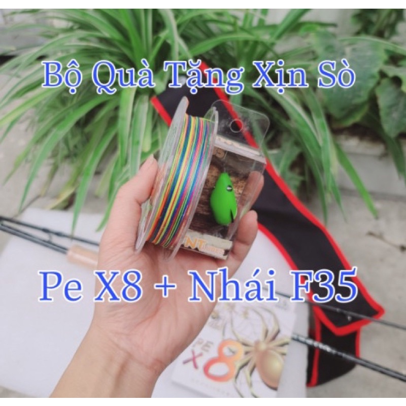 Bộ Cần lure Xoắn X Siêu Đẹp  Và Máy ngang LK TẶNG DÂY PEN VÀ MỒI F35 Chính hãng