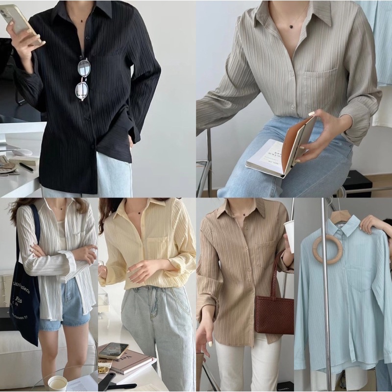 Áo sơ mi thô mềm vải dập
