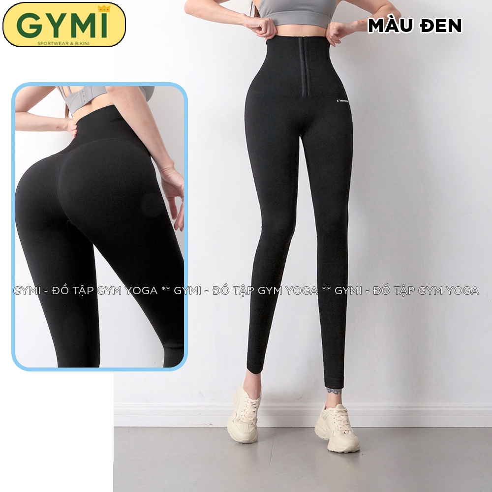 Quần tập gym yoga nữ gen bụng latex QD44 GYMI Cmon chất dệt kim co giãn tạo eo thon nâng mông