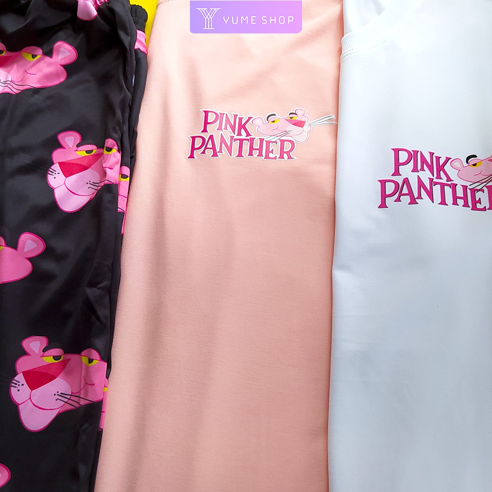 Bộ quần áo mặc ở nhà in hoạt hình Báo Hồng PINKPANTHER, Set hoạt hình áo 3D và quần cartoon ulzzang siêu hot