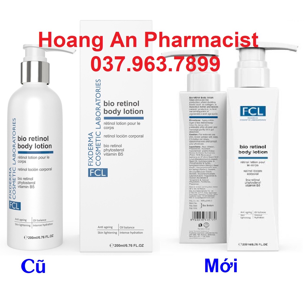 Fixderma FCL BIO RETINOL BODY LOTION trẻ hoá da, giảm mụn, tăng độ đàn hồi, chống nhăn -  200ml