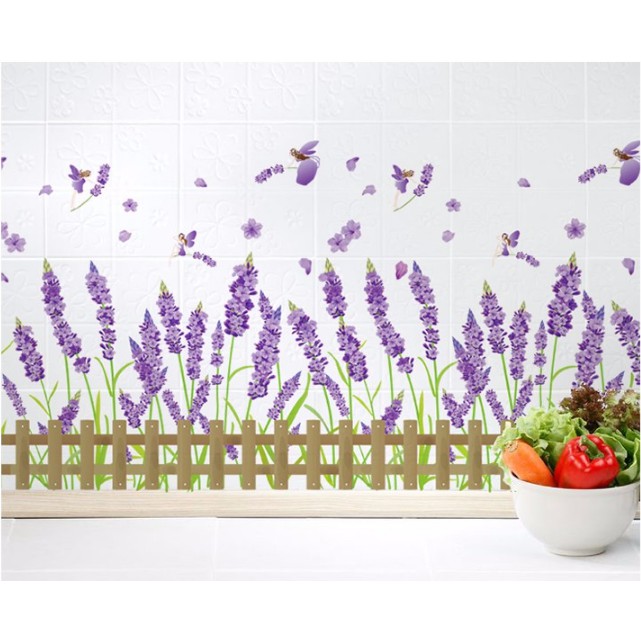 Decal trang trí hàng rào hoa Lavander Tím