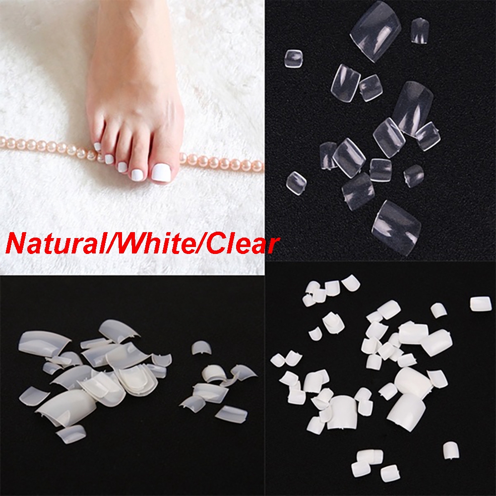 Móng chân giả màu trắng/trong suốt/tự nhiên bằng chất liệu acrylic
