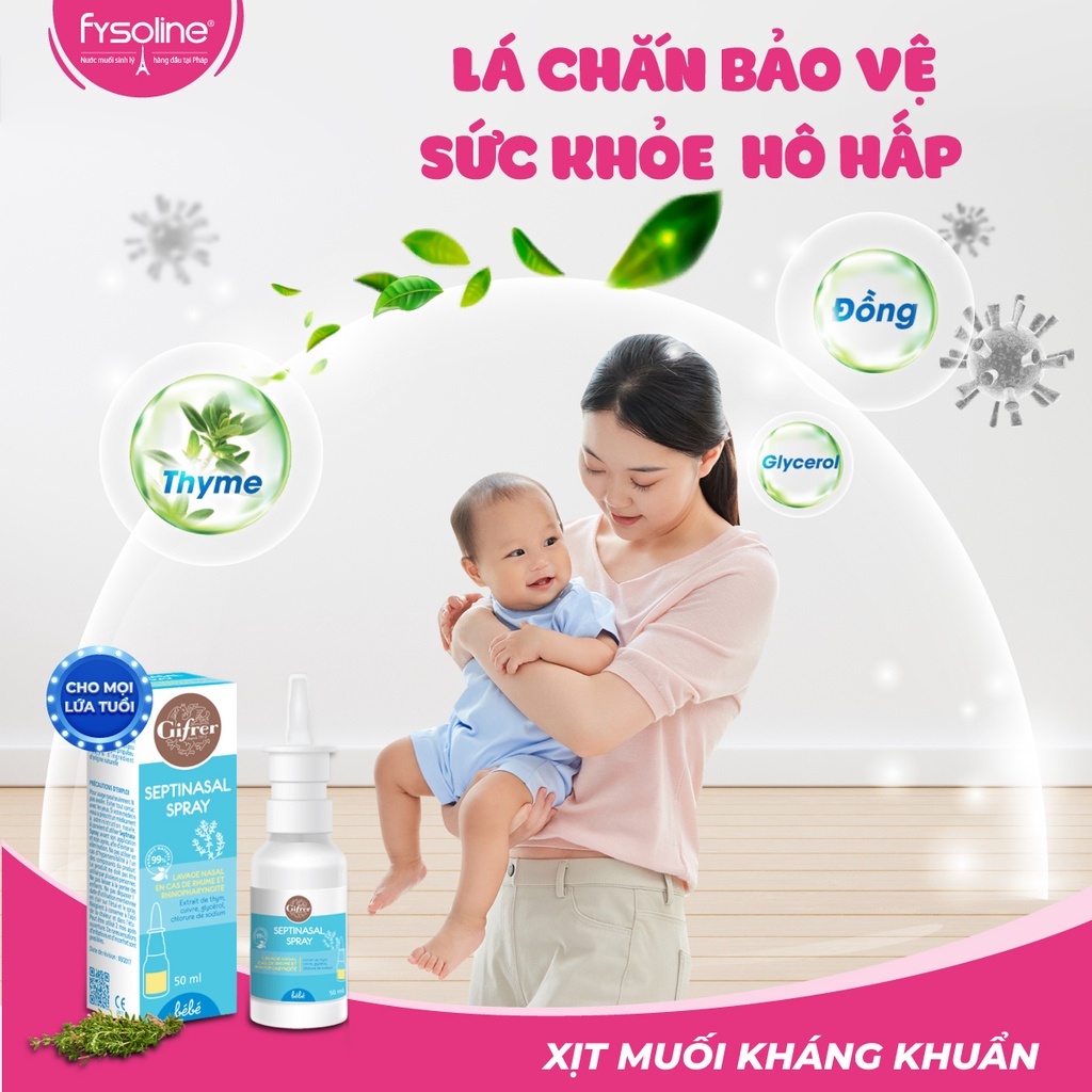 Dung dịch xịt mũi trẻ em pháp septinasal spray fysoline vàng muối kháng - ảnh sản phẩm 6