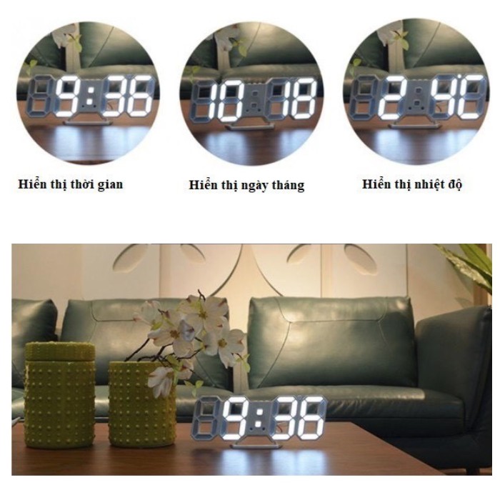 [ HÀNG CHÍNH HÃNG ] Đồng hồ LED 3D treo tường, để bàn thông minh Smart Clock