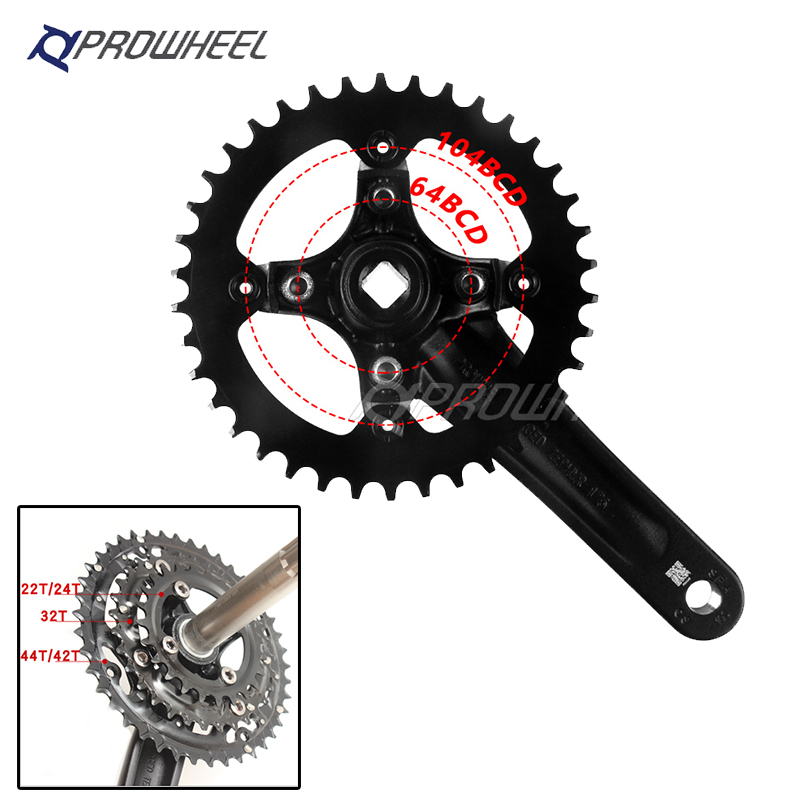 Prowheel Xe Đạp Leo Núi Xích 64 / 96 / 104BCD Xe Đạp Chainwheel 22 / 24 / 30 / 32 / 42 / 44T Crankset 8 / 9 / 10 / 11S