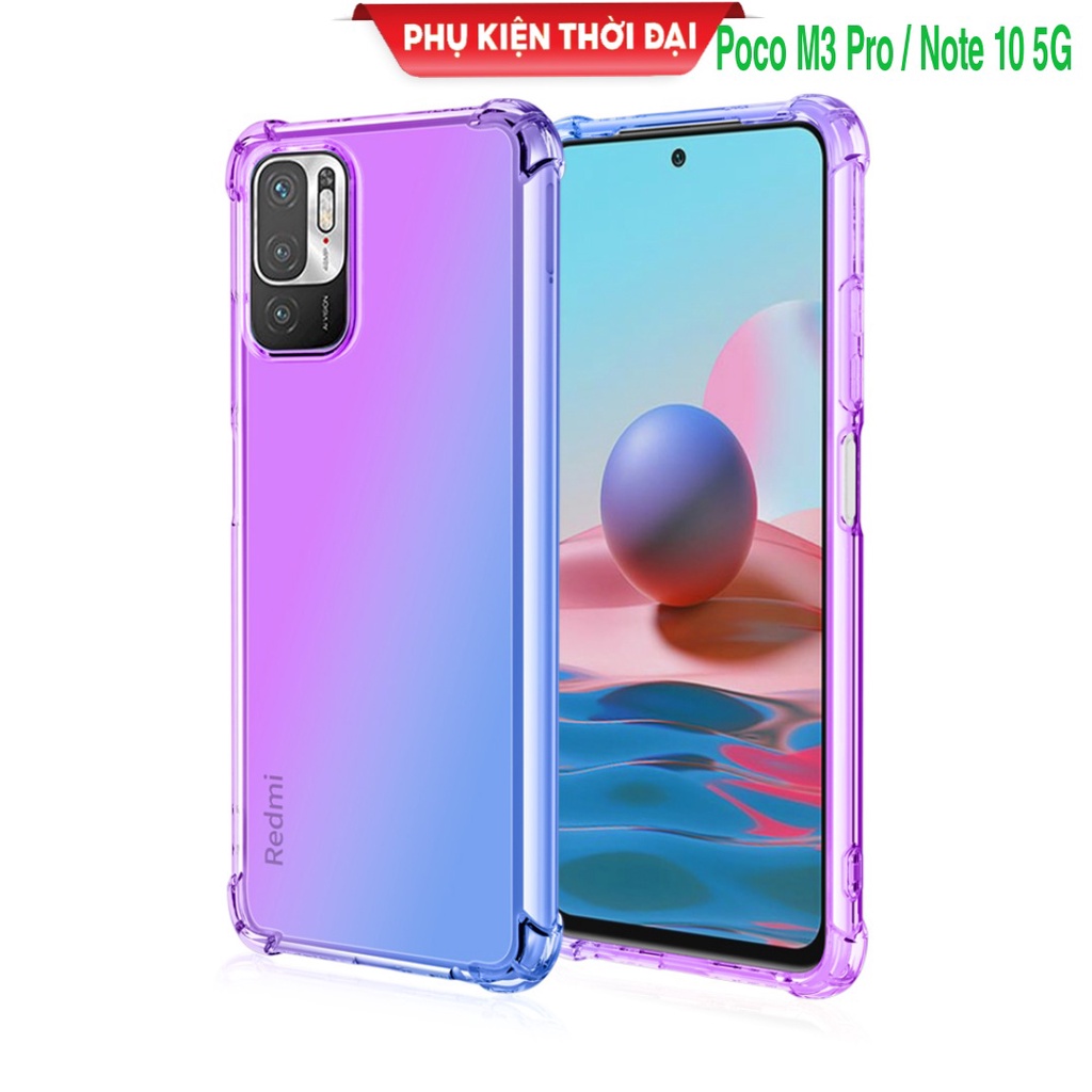 Ốp lưng dẻo đa sắc Redmi Note 10 5G / Poco M3 Pro 5G lồi 4 góc chống sốc thời trang cao cấp