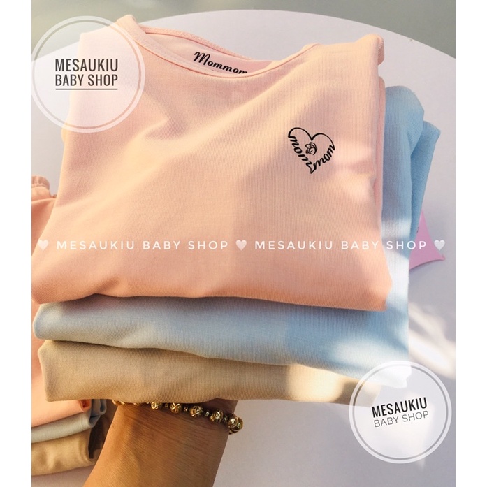[Mommom] Bộ Mommom dài tay cài vai vải modal cao cấp