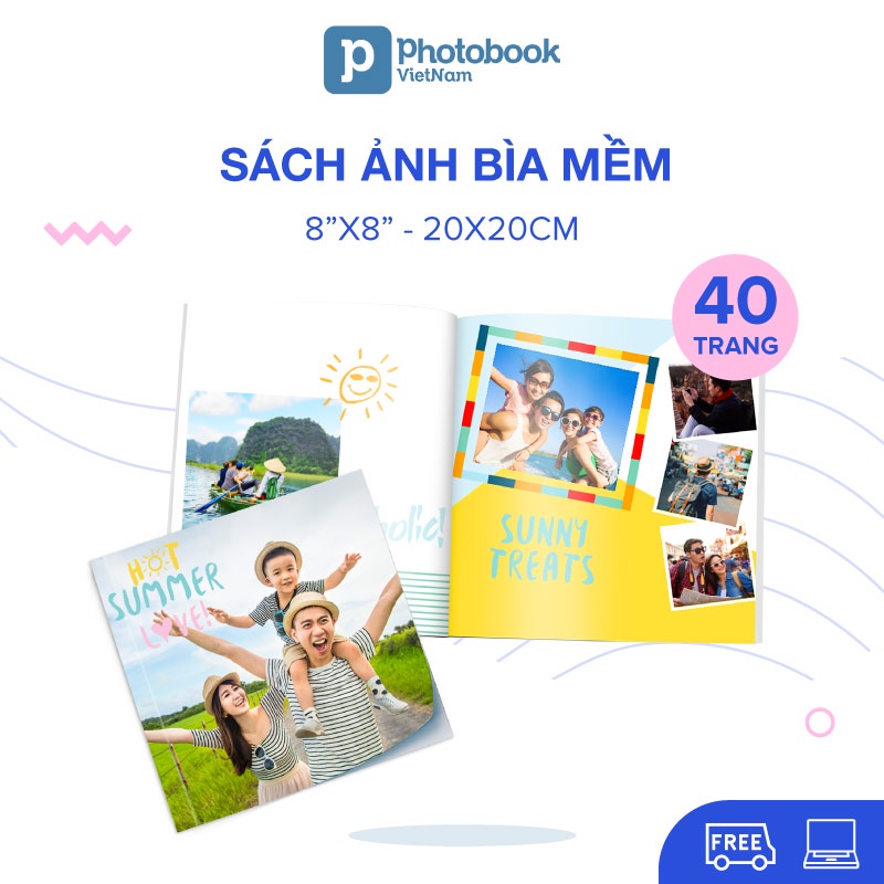 [E-voucher] In sách ảnh theo yêu cầu bìa mềm 40 trang 8” x 8” (20 x 20cm) - Thiết kế trên web Photobook