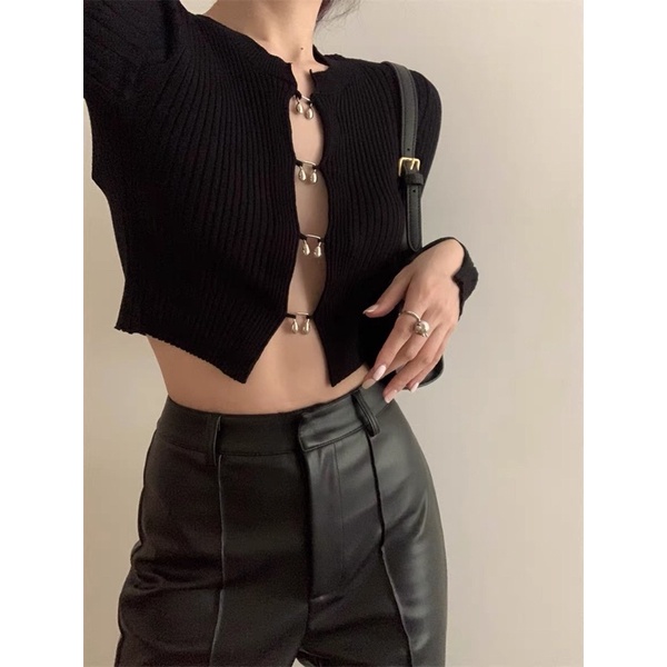Quần da ống suông eo cao Ulzzang