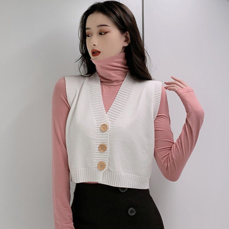 Áo Cardigan Dệt Kim Không Tay Cổ Chữ V Màu Trơn Kiểu Dáng Thời Trang Cho Nữ