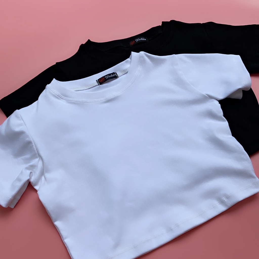 Áo croptop trơn dáng ngắn ôm nữ tay ngắn Freesize vải thun co dãn