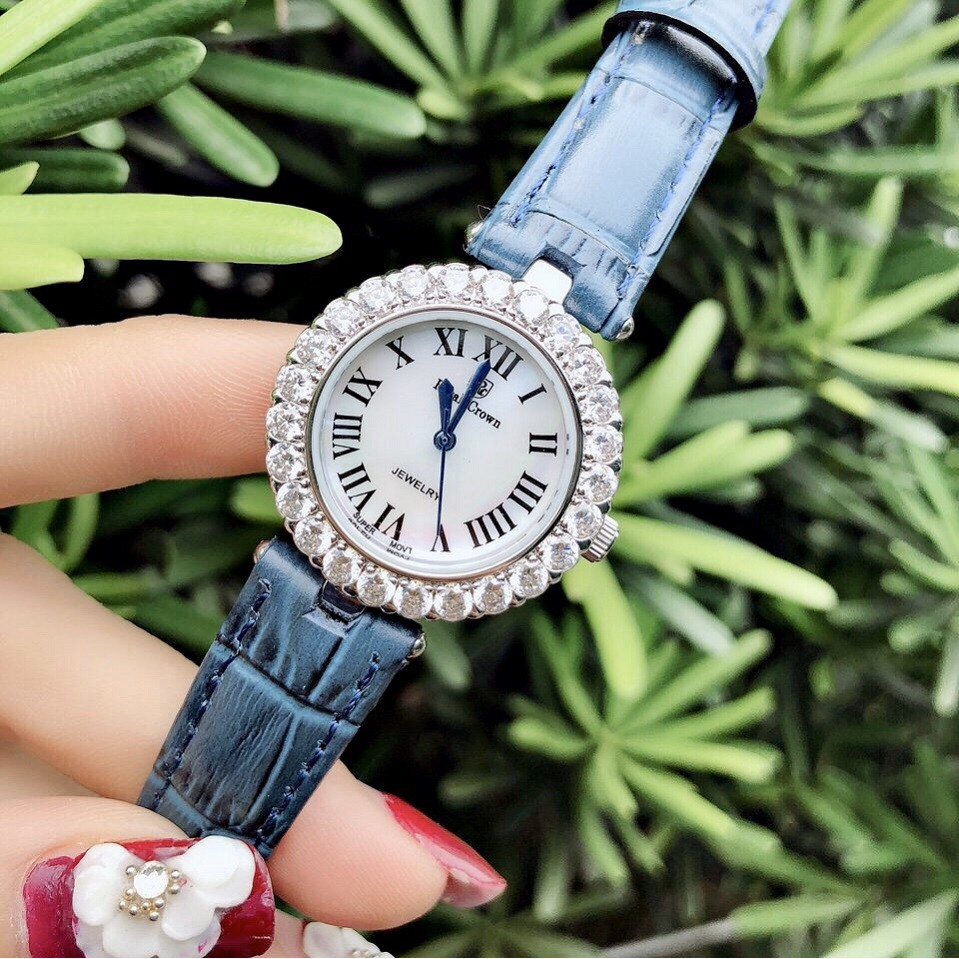 Đồng Hồ Nữ Royal Crown 6305  Dây Da Xanh Chính Hãng 28mm