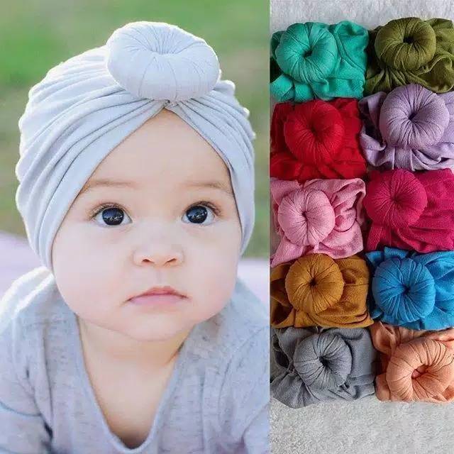 Khăn Turban Quấn Đầu Hình Bánh Donut Dễ Thương Cho Bé