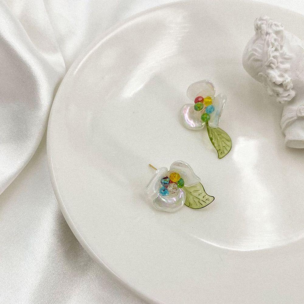 Khuyên Tai Dáng Dài Hình Hoa Chất Liệu Acrylic Phong Cách Hàn Quốc