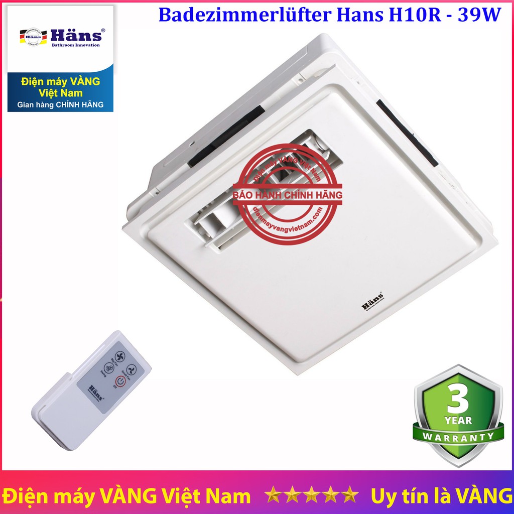 Quạt mát lắp âm trần dùng cho phòng tắm, vệ sinh H10S(R) có loại điều khiển từ xa
