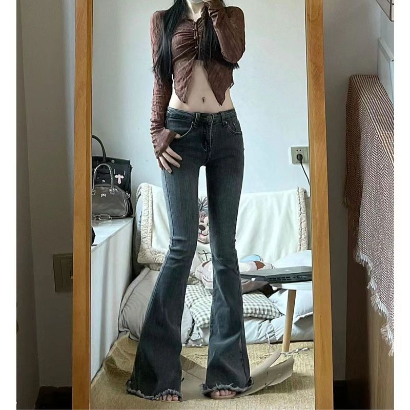 Quần Jeans Nữ Lưng Thấp Phong Cách Retro Mới
