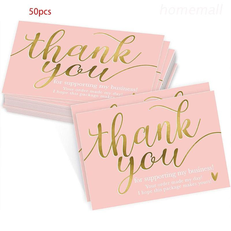 HO 50 Thank You Cards Pink Bulk Note Cards Embossed Letters Perfect for Wedding Baby Shower Business Graduation Bridal Shower Birthday Engagement Present Package Decor