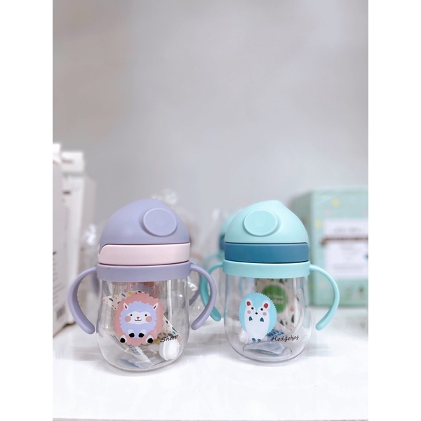 Bình tập hút tập uống nước có ống hút và quai cầm chống sặc hình thú ngộ nghĩnh cho bé Beehouse