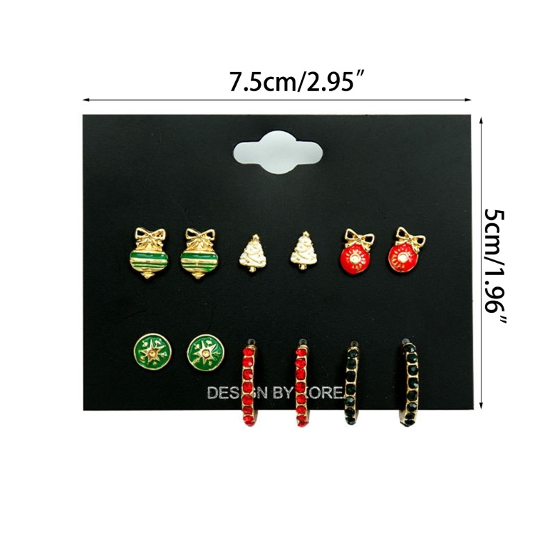 Set 6 Đôi Khuyên Tai Chủ Đề Giáng Sinh Dễ Thương