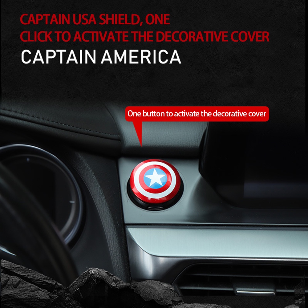 Nắp bảo vệ nút khởi động xe hơi hình captain america