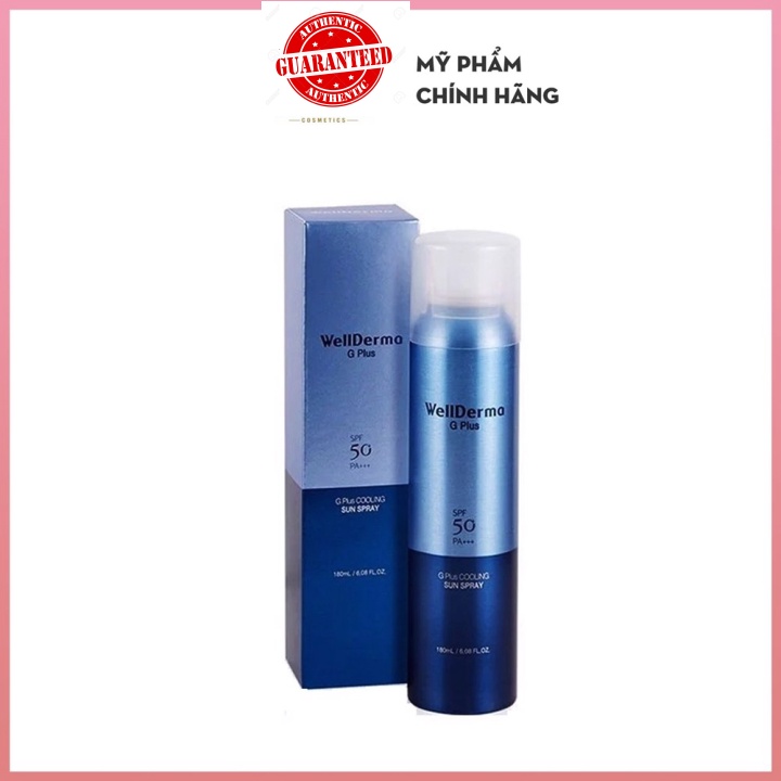 Xịt Chống Nắng Giảm Nhiệt, Làm Mát Da Wellderma G PLus Cooling Sun Spray 180ml