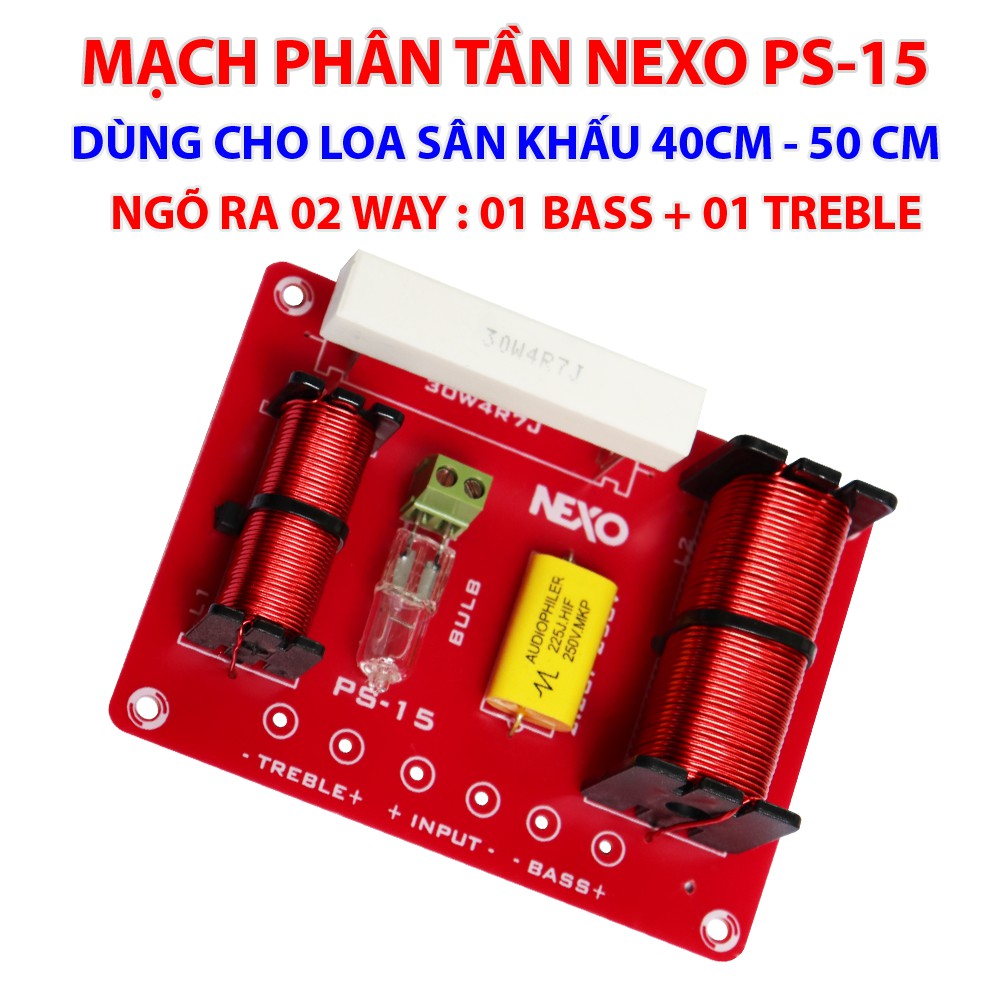 Mạch phân tần công suất lớn Nexo PS-15 Dùng cho Loa Karaoke, Loa sân khấu - Ngõ ra 01 Bass + 01 Treble