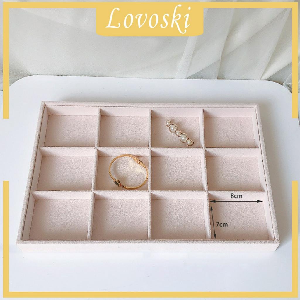 [Lovoski] Khay Nhung Màu Be Trưng Bày Trang Sức / Bông Tai / Nhẫn