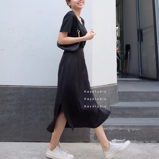 Chân váy đen xẻ tà - cvdxt