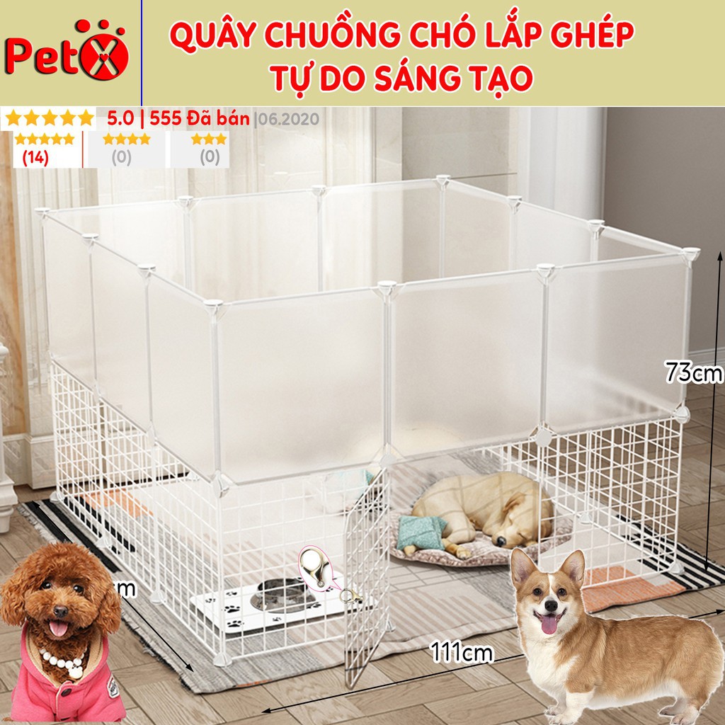 Chuồng quây chó mèo thú cưng lắp ghép bằng tấm lưới sắt thép bán sỉ lẻ theo miếng, làm to, nhỏ 1-2-3 tầng tùy ý PetX