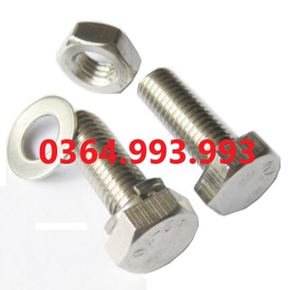 Gói 10 Bộ Bulong lục giác ngoài M8x25, M8x30, M8x40, M8x50. Chất liệu: Inox (B+E+P+V)